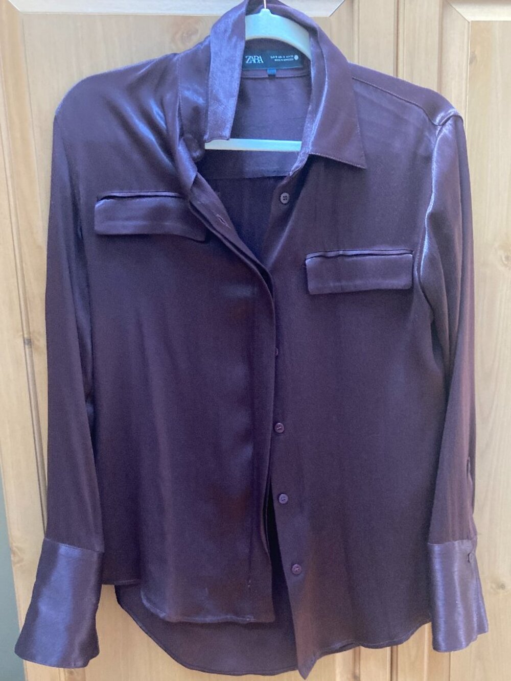 ZARA SATIN EFFECT POCKET SHIRT ZW COLLECTION Size Small - Picture 2 of 8